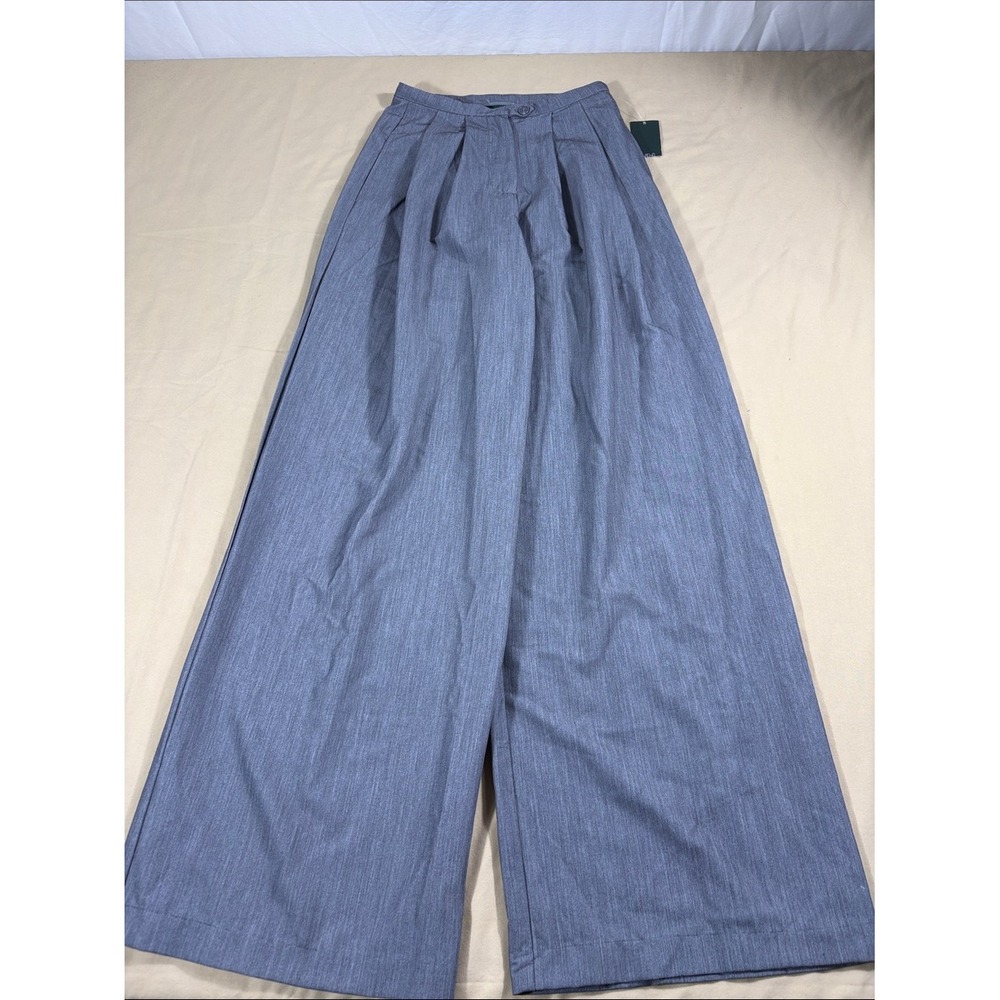Heather Grey High Waisted Wide Leg Pleated Dress Trousers Size XXS NWT